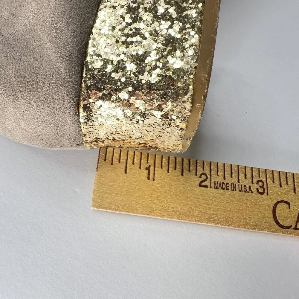 Catherine Malandrino Taupe Over the Knee Boots Women‎ Size 9 Gold Glitter Glitzy